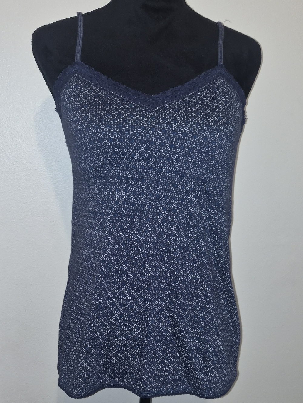 American Eagle Outfitters Navy Lace-Trim Printed Cami
